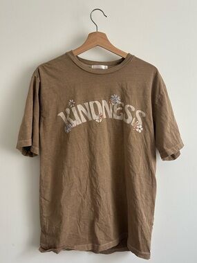 Kindness Graphic Tee - Brown Short Sleeve Top